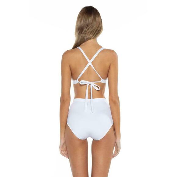 Mossimo Del Mar Camilla Bralette Bikini 2 Pc SwimWear High Waist Small White - Picture 2 of 9